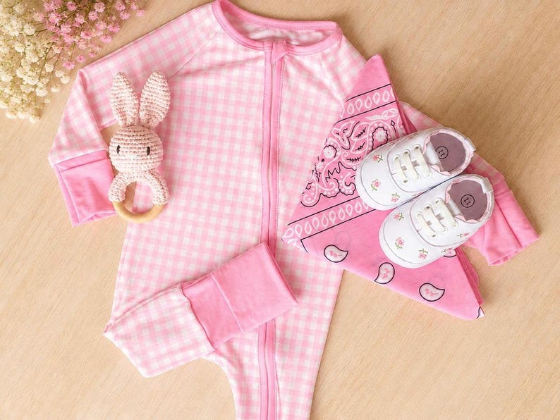 Pink romper gingham set