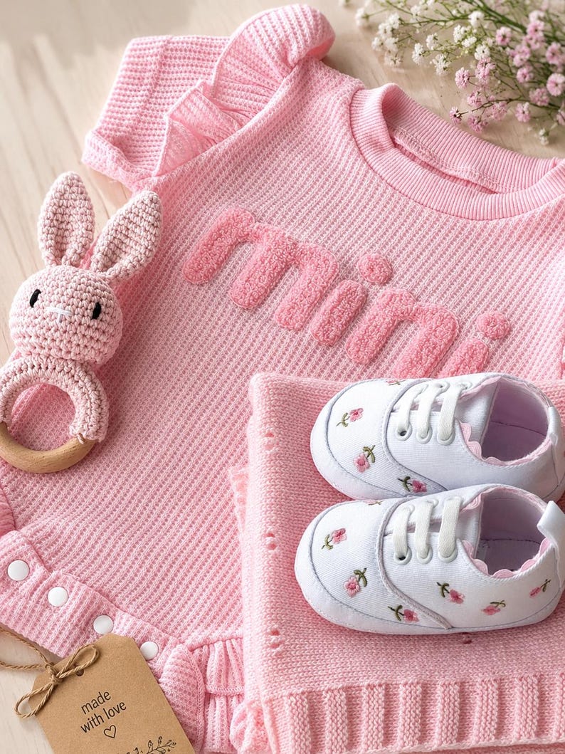 Pink ruffle romper set